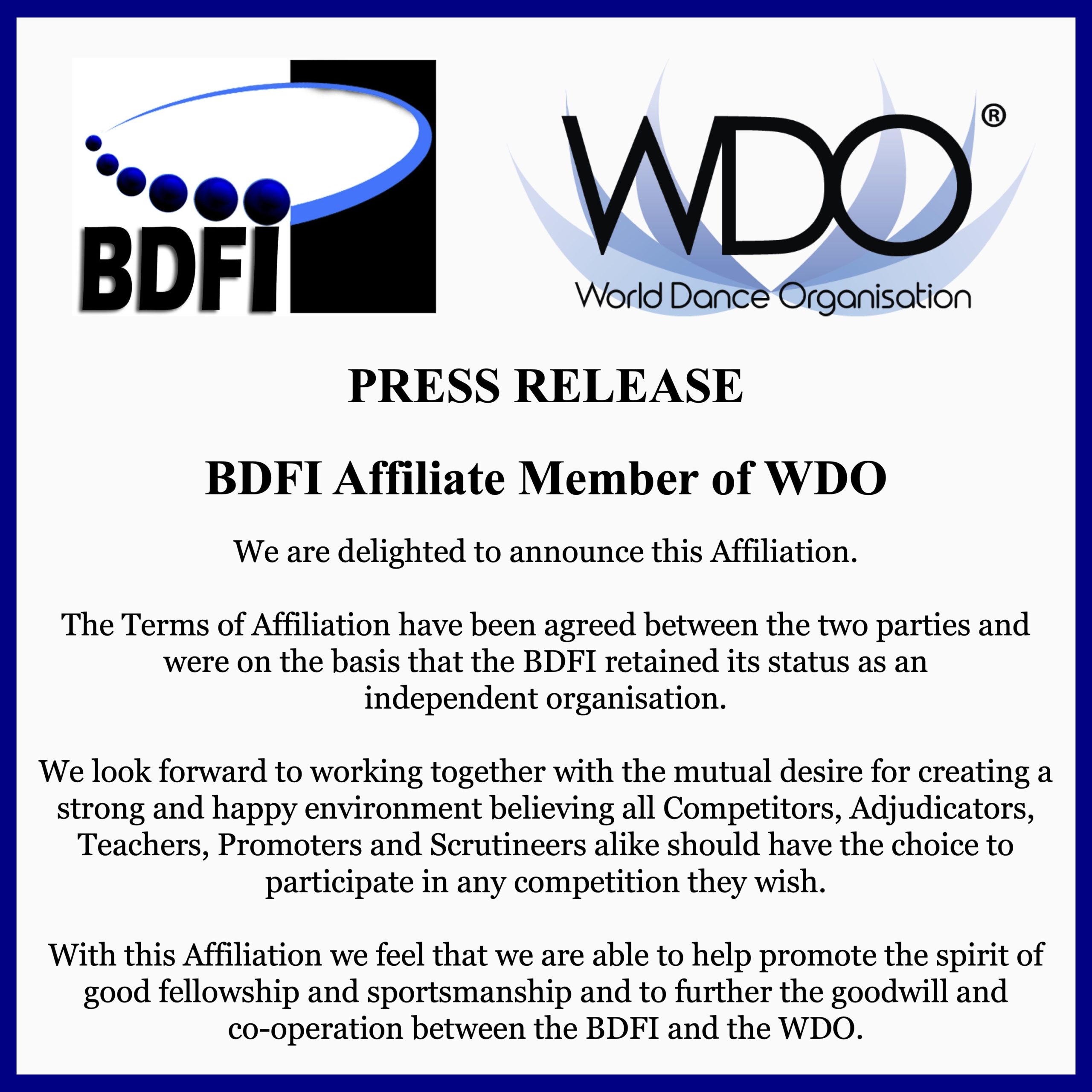 BDFI affiliated member certificate